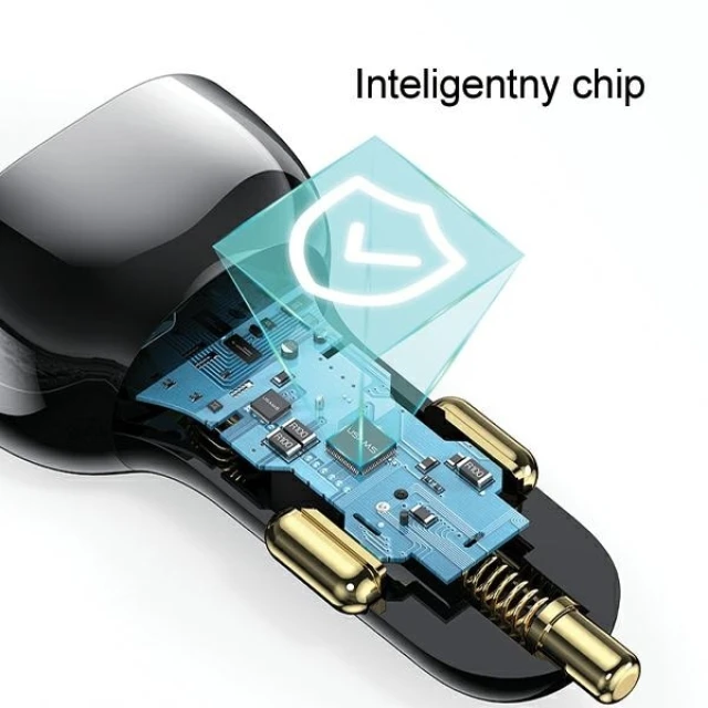 Автомобільний зарядний пристрій Usams US-CC193 C37 PD/QC 60W USB-A | USB-C Black with USB-C Cable (CC192CC01)