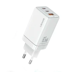 Мережевий зарядний пристрій Usams US-CC180 Sandru Series PD/FC/QC 65W 2xUSB-C | USB-A White (CC180TC02)