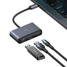 USB-хаб Usams SJ628 PD 100W 5-in1 USB-C to USB-A 2.0 | USB-A 3.0 | USB-C | TF | SD Dark Grey (SJ628HUB01)