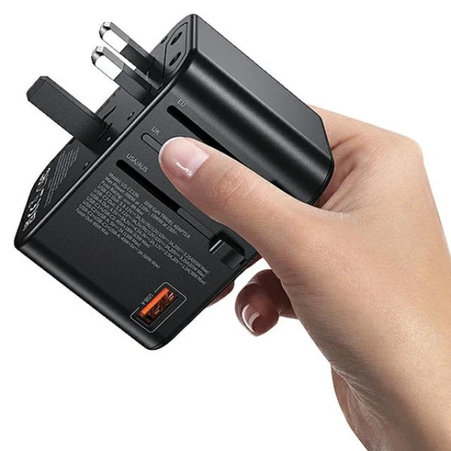 Мережевий зарядний пристрій Usams CC199 T62 US | EU | UK | AU 65W USB-A | 2xUSB-C Black (CC199TC01)