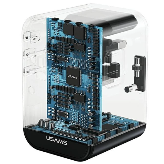 Мережевий зарядний пристрій Usams CC199 T62 US | EU | UK | AU 65W USB-A | 2xUSB-C Black (CC199TC01)