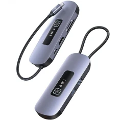 USB-хаб Usams SJ642 PD 100W 6-in1 USB-C to 2xUSB-A 3.0 | TF | SD | USB-C | HDMI Tarnish (SJ642HUB01)