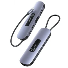 USB-хаб Usams SJ644 PD 100W 10-in1 USB-C to 3xUSB-A 3.0 | USB-A 2.0 | TS | SD | USB-C | HDMI | RJ45 | VGA Tarnish (SJ644HUB01)