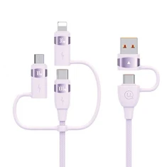 Кабель Usams US-SJ645 U85 PD | FC 6-in-1 USB-A/USB-C to USB-C/Lightning/Micro-USB 100W 1.2m Purple (SJ645USB02)