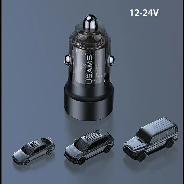 Автомобільний зарядний пристрій Usams US-CC208 C39 FC 60W USB-A | USB-C Black (CC208CC01)