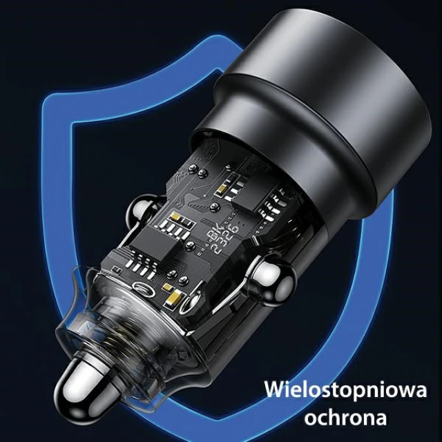 Автомобільний зарядний пристрій Usams US-CC208 C39 FC 60W USB-A | USB-C Purple (CC208CC02)