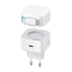 Мережевий зарядний пристрій Usams US-CC202 GaN PD/QC 35W USB-C White with USB-C Cable (CC202TC02)