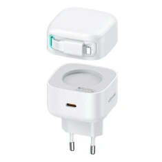 Мережевий зарядний пристрій Usams US-CC209 GaN PD/QC 35W USB-C White with Lightning Cable (CC209TC02)