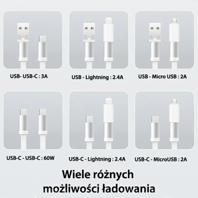 Кабель Usams US-SJ650 Pocket 3-in-1 USB-A/USB-C/Lightning/Micro-USB 60W 90cm Tarnish (SJ650USB01)