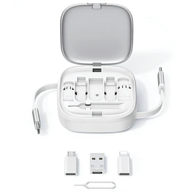 Кабель Usams US-SJ650 Pocket 3-in-1 USB-A/USB-C/Lightning/Micro-USB 60W 90cm Purple (SJ650USB03)