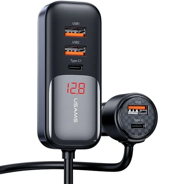Автомобільний зарядний пристрій Usams US-CC213 C40 PD/FC/QC 165W 3xUSB-A | 2xUSB-C Black (CC213CC01)