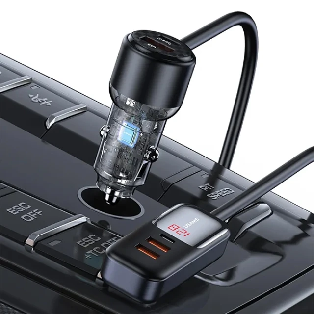Автомобільний зарядний пристрій Usams US-CC213 C40 PD/FC/QC 165W 3xUSB-A | 2xUSB-C Black (CC213CC01)