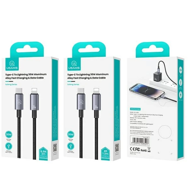 Кабель Usams US-SJ662 FC USB-C to Lightning 30W 1.2m Tarnish (SJ662USB01)