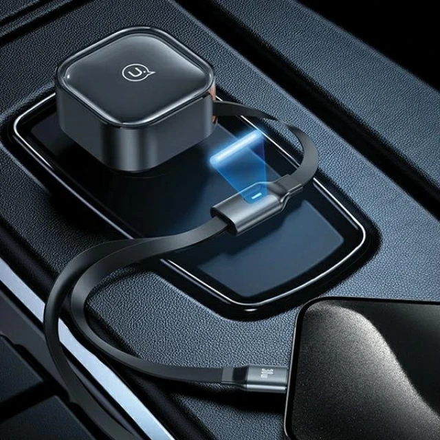 Автомобільний зарядний пристрій Usams US-CC219 C41 PD/FC/QC 30W Black with USB-C/Lightning Cable (CC219CC01)