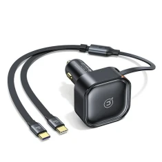 Автомобільний зарядний пристрій Usams US-CC220 C41 PD/FC/QC 30W Black with 2xUSB-C Cable (CC220CC01)