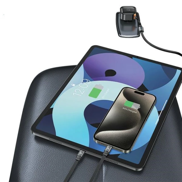 Автомобільний зарядний пристрій Usams US-CC220 C41 PD/FC/QC 30W Black with 2xUSB-C Cable (CC220CC01)