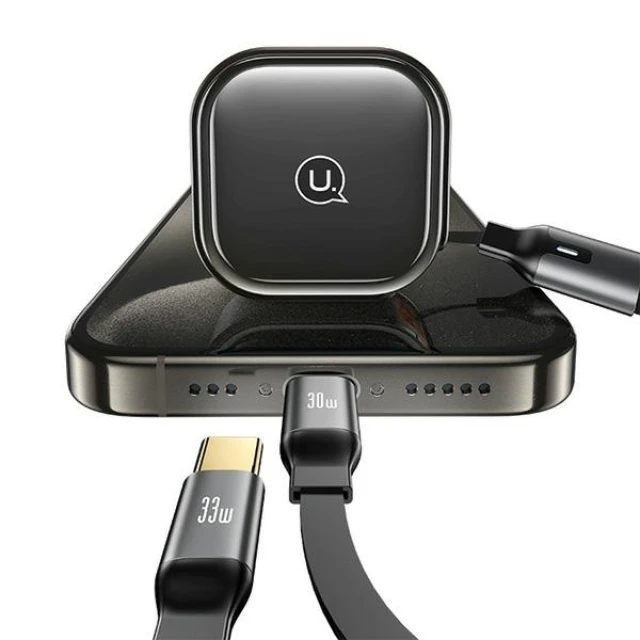 Автомобільний зарядний пристрій Usams US-CC220 C41 PD/FC/QC 30W Black with 2xUSB-C Cable (CC220CC01)