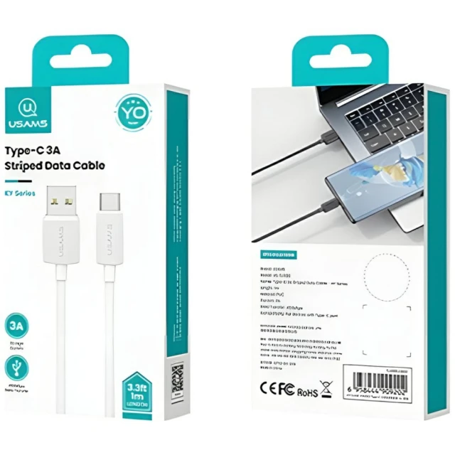 Кабель Usams KY Series USB-C to USB-A 3m White (SJ698USB02)