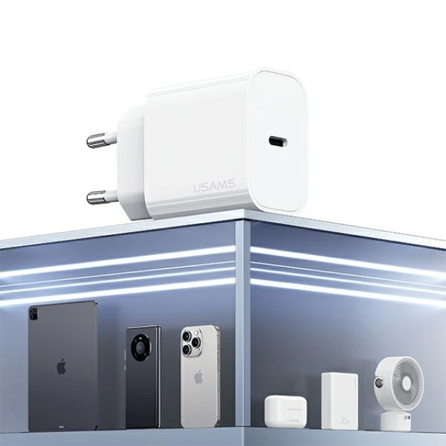 Сетевое зарядное устройство Usams T65 FC/PD 20W USB-C White (CC226TC01)