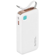 Портативний зарядний пристрій Usams XY Series FC/PD 10000mAh 20W USB-A/USB-C with Built-in USB-C Cable White (10KCD22402)