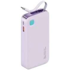 Портативний зарядний пристрій Usams XY Series FC/PD 10000mAh 20W USB-A/USB-C with Built-in USB-C Cable Purple (10KCD22403)