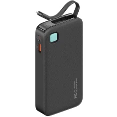 Портативний зарядний пристрій Usams XY Series FC/PD 10000mAh 20W USB-A/USB-C with Built-in Lightning Cable Black (10KCD22501)