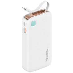 Портативний зарядний пристрій Usams XY Series FC/PD 10000mAh 20W USB-A/USB-C with Built-in Lightning Cable White (10KCD22502)