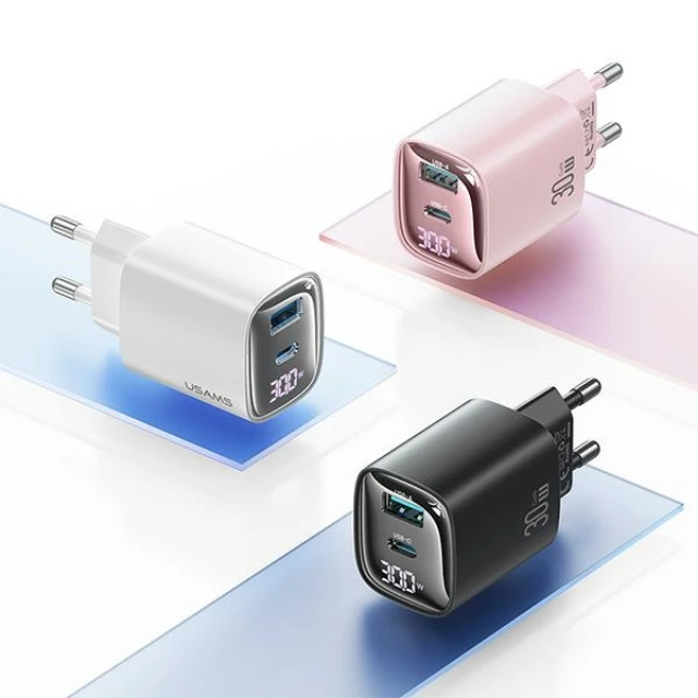 Мережевий зарядний пристрій Usams XC Series FC 30W USB-C | USB-A Black (CC229TC01)