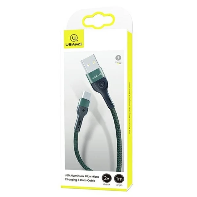 Кабель Usams US-SJ450 U55 USB-A to Micro-USB 2A 1m Green (SJ450USB02)
