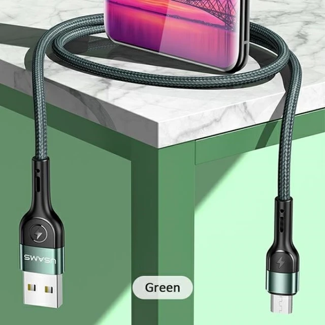 Кабель Usams US-SJ450 U55 USB-A to Micro-USB 2A 1m Green (SJ450USBSG02)