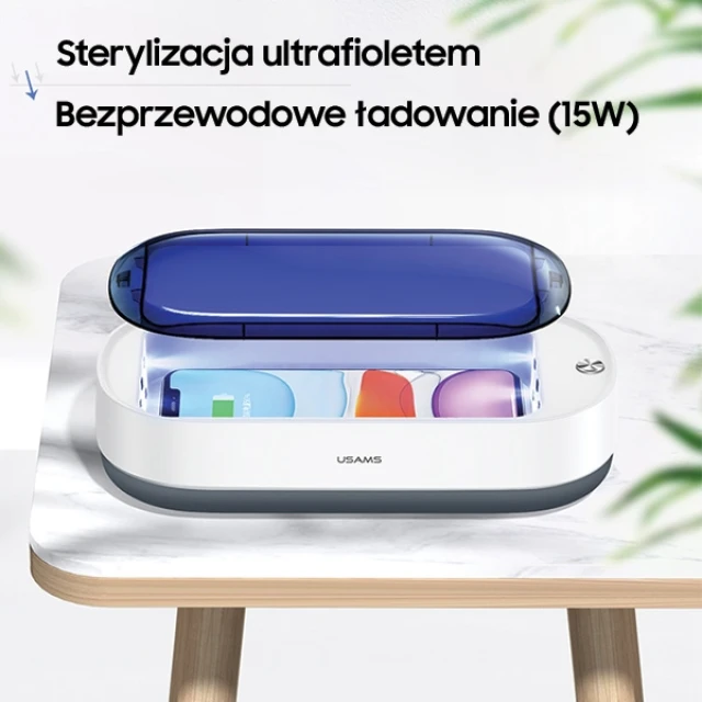 Стерилізатор UV-C Usams з бездротовою зарядкою 15W White (ZB151XDH01)