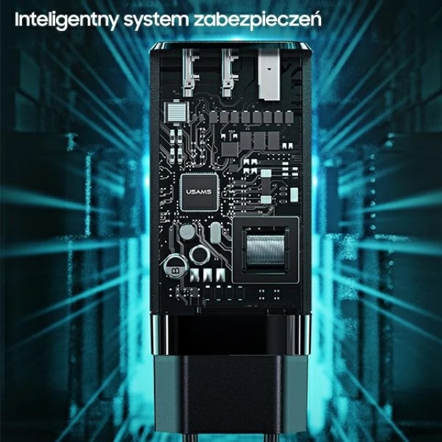 Мережевий зарядний пристрій Usams US-CC110 T33 GaN PD/FC/QC 65W 2xUSB-C | USB-A White (CC110TC02)