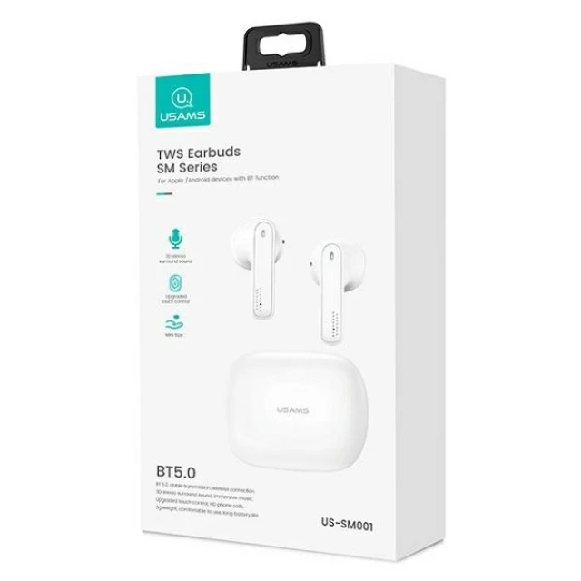 Бездротові навушники Usams SM001 TWS Bluetooth 5.0 White (BHUSM01)