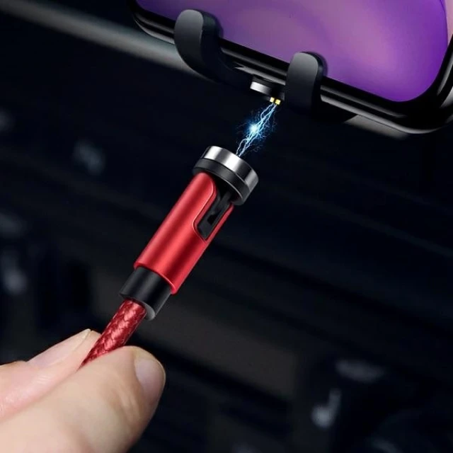 Кабель Usams US-SJ472 U59 Rotatable Magnetic FC USB-A to Lightning 2.1A 1m Red (SJ472USB02)