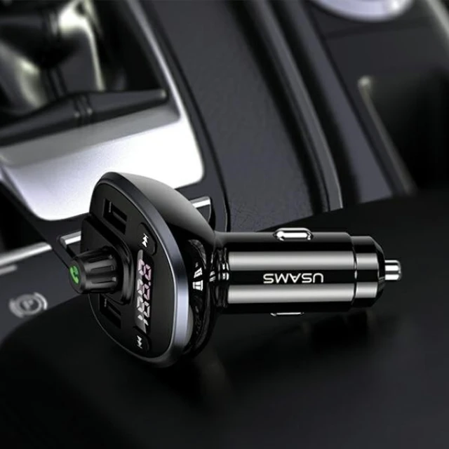 Автомобільний зарядний пристрій Usams CC115 C21 FM Transmiter 2xUSB 3.4A Black (CC115GC01)