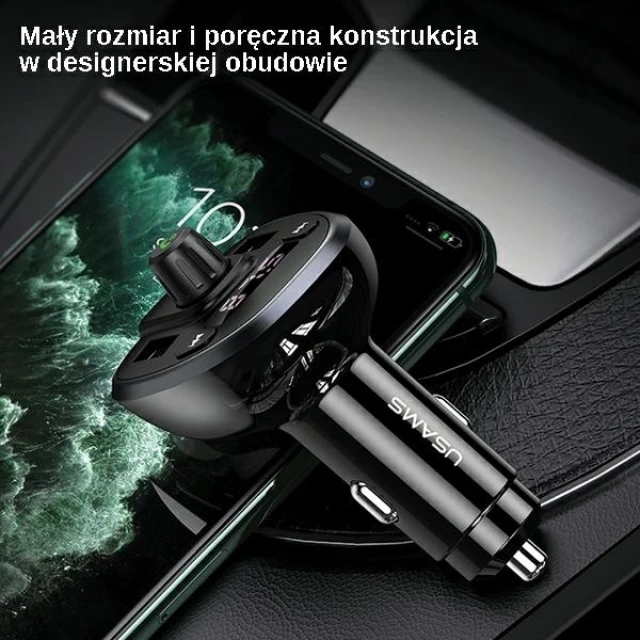 Автомобільний зарядний пристрій Usams CC115 C21 FM Transmiter 2xUSB 3.4A Black (CC115GC01)