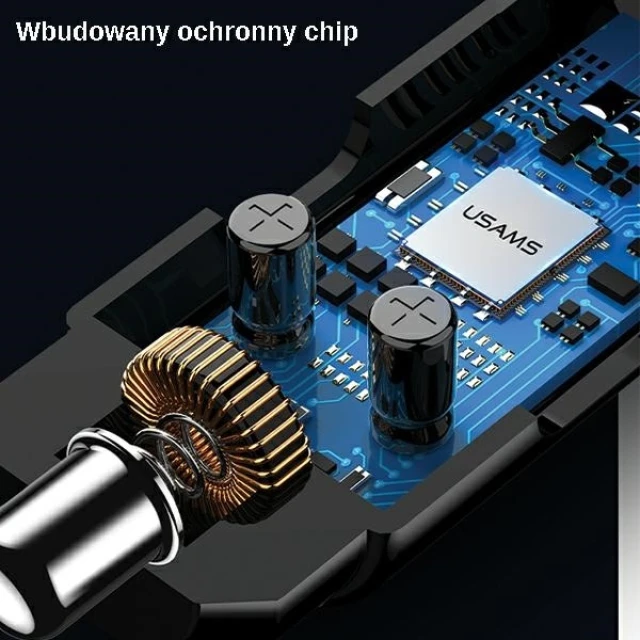 Автомобільний зарядний пристрій Usams CC115 C21 FM Transmiter 2xUSB 3.4A Black (CC115GC01)