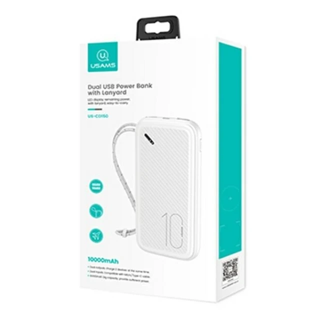 Портативний зарядний пристрій Usams PB56 Powerbank 10000mAh Fast Charge 2xUSB | USB-C | MicroUSB White (10KCD15002)