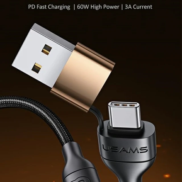 Кабель Usams US-SJ483 U62 PD | FC USB-A/USB-C to USB-C/Lightning 1.2m Black (SJ483USB01)