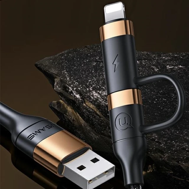 Кабель Usams US-SJ483 U62 PD | FC USB-A/USB-C to USB-C/Lightning 1.2m Black (SJ483USB01)