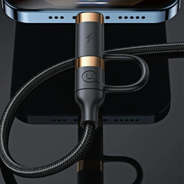 Кабель Usams US-SJ483 U62 PD | FC USB-A/USB-C to USB-C/Lightning 1.2m Black (SJ483USB01)