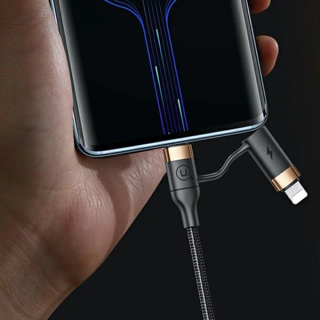 Кабель Usams US-SJ483 U62 PD | FC USB-A/USB-C to USB-C/Lightning 1.2m Black (SJ483USB01)