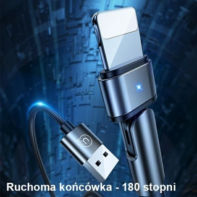 Кабель Usams US-SJ476 U60 Rotatable USB-A to Lightning 2A 1m Black (SJ476USB01)