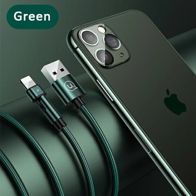 Кабель Usams US-SJ476 U60 Rotatable USB-A to Lightning 2A 1m Green (SJ476USB02)