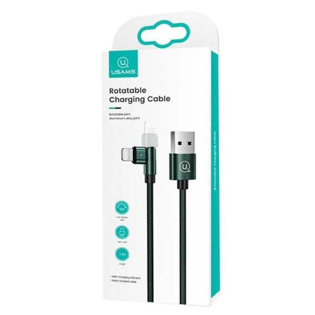 Кабель Usams US-SJ476 U60 Rotatable USB-A to Lightning 2A 1m Green (SJ476USB02)
