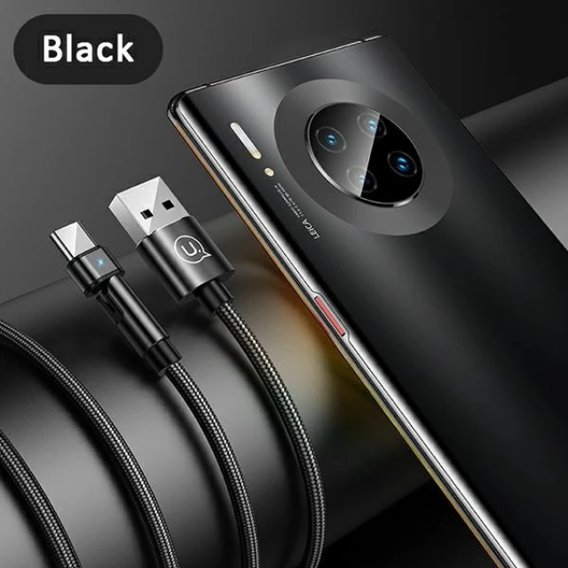 Кабель Usams US-SJ477 U60 Rotatable USB-A to USB-C 2A 1m Black (SJ477USB01)