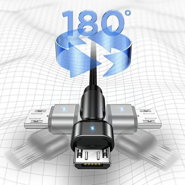 Кабель Usams US-SJ478 U60 Rotatable USB-A to Micro-USB 2A 1m Black (SJ478USB01)