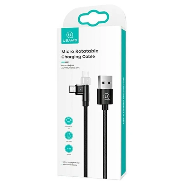 Кабель Usams US-SJ478 U60 Rotatable USB-A to Micro-USB 2A 1m Black (SJ478USB01)