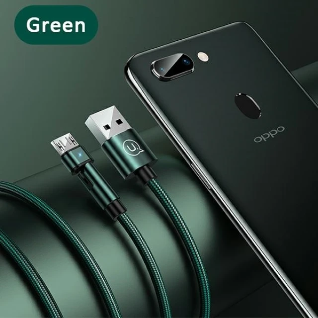 Кабель Usams US-SJ478 U60 Rotatable USB-A to Micro-USB 2A 1m Green (SJ478USB02)