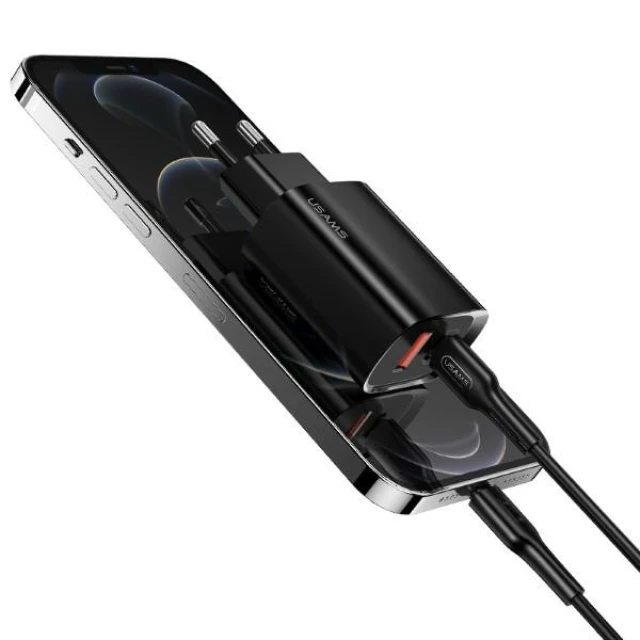 Мережевий зарядний пристрій Usams US-CC121 T35 PD/QC 20W USB-C | USB-A Black (CC121TC02)